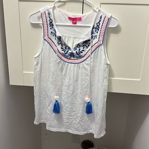 Lily Pulitzer white embroidered tank top